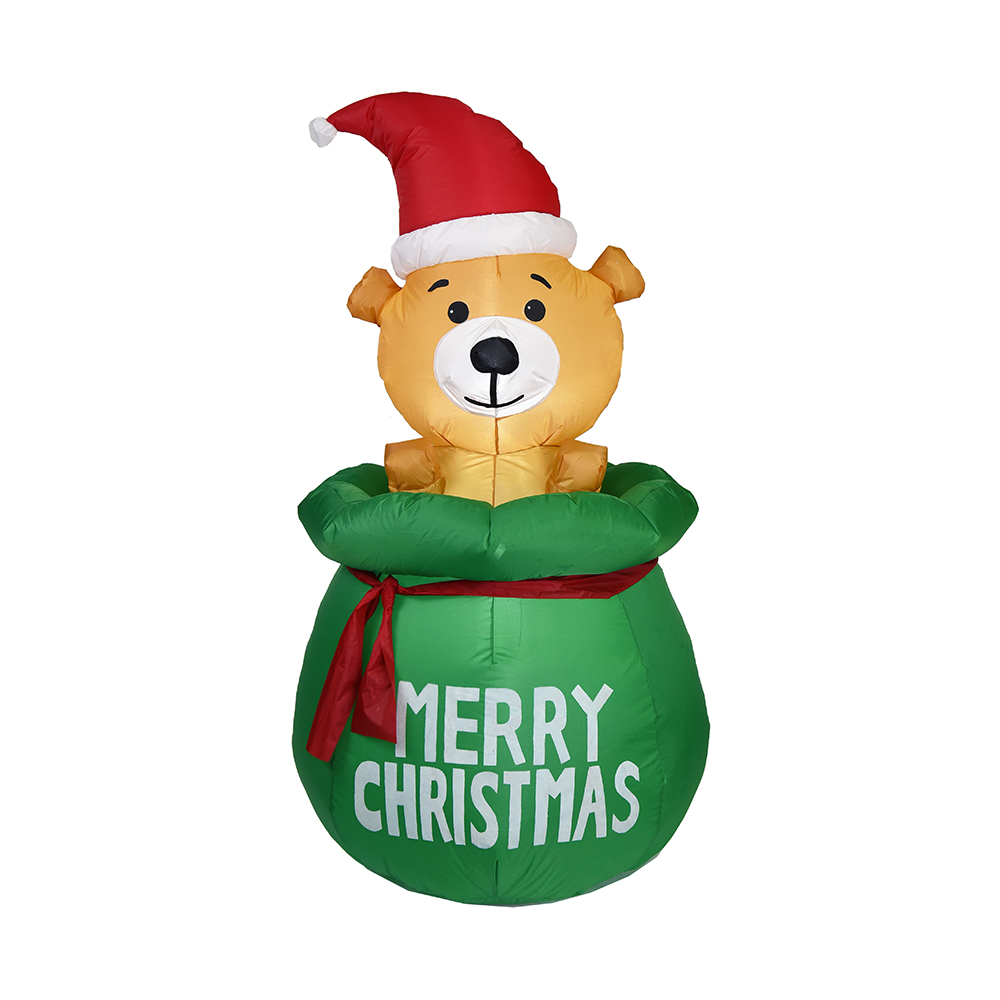 150 cm aufblasbare Weihnachts-Teddybär-Außendekoration (eingebaute LED-Leuchten)