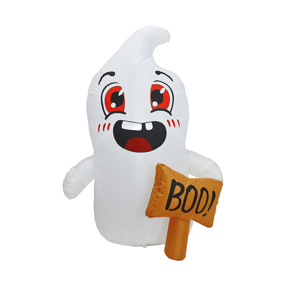 120cm Halloween aufblasbares weißes Geister-Hold-Boo-Schild aufblasbar (eingebaute LED)